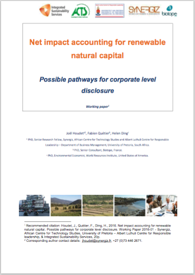 Net impact accounting for renewable natural capital